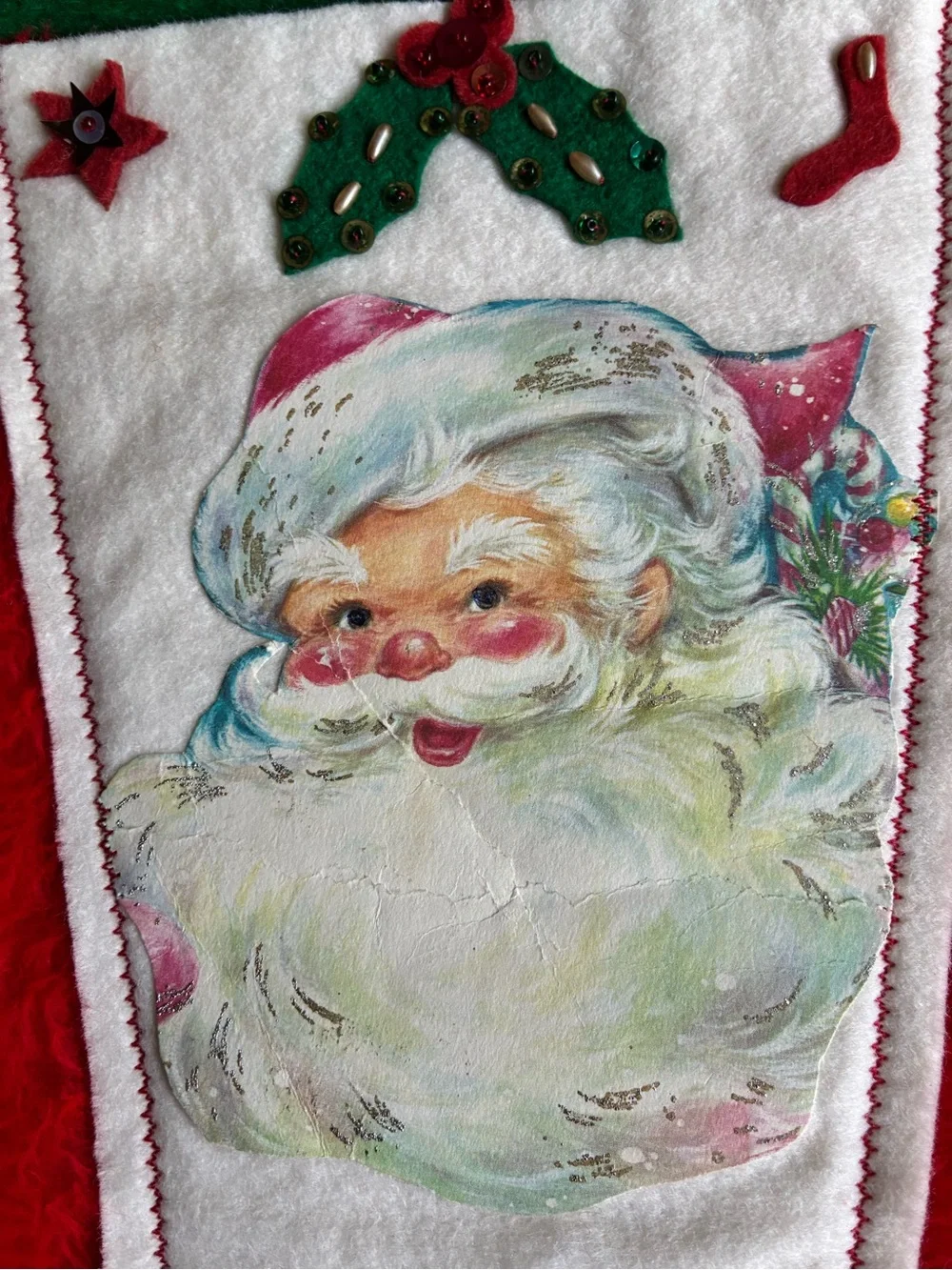1980’s Santa Christmas Stocking Set of 2